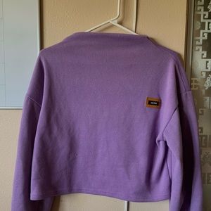 lilac purple lantern sleeve patch sweatshirt